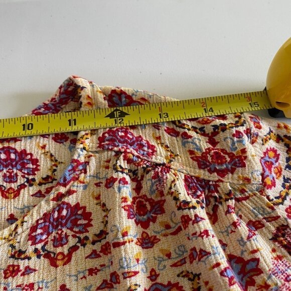 NINE WEST JEANS Boho Floral Tunic Multicolor Roll Tab 1/2 Sleeves Size Small - Picture 6 of 8